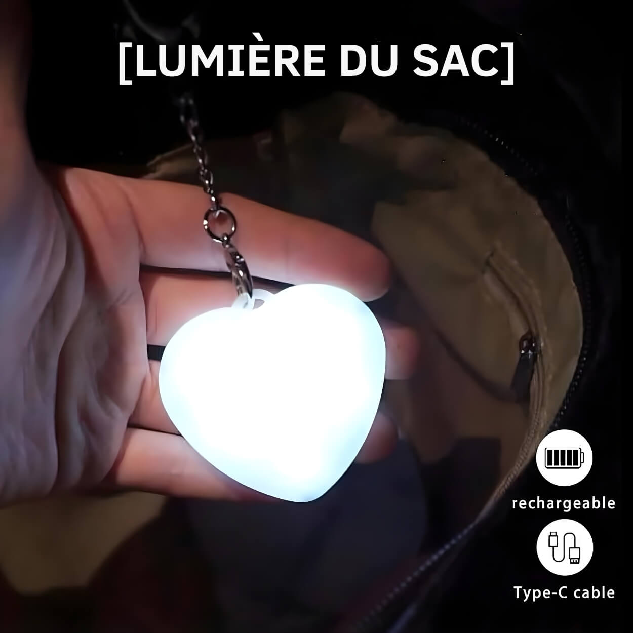 Lampes LED de Sac à Main en Forme de Cœur