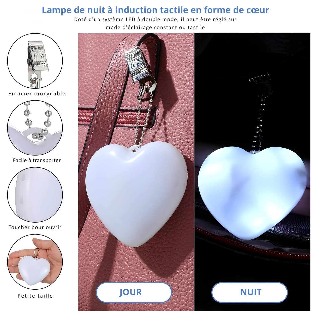 Lampes LED de Sac à Main en Forme de Cœur